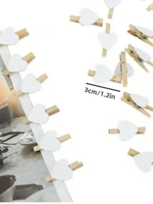 10pcs Red Heart Clips, Wooden Love Heart Shaped Clothespins For Photo Paper Notes Memo Clips, Mini Clothespins For Home Wedding Decoration Stationery