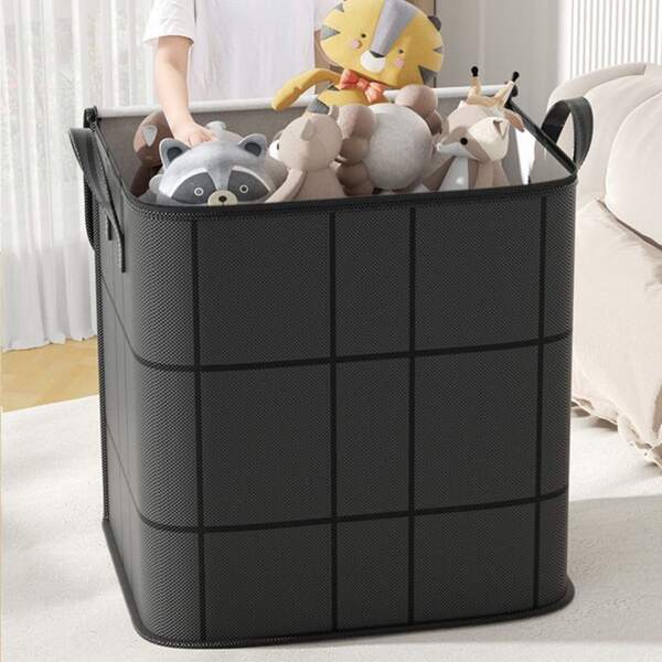 1 pieza Bolsa de almacenamiento de ropa gris, cubo para ropa sucia, bolsa de almacenamiento de ropa sucia, bolsa de transporte, para guardar ropa ociosa, llevar ropa sucia a la lavandería, bolsa de tela suave, plegable para un almacenamiento fácil, gran capacidad impermeable y a prueba de polvo, adecuada para familias y dormitorios