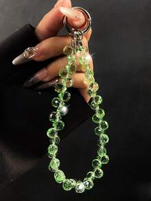 Fashionable Beaded Phone Wrist Strap, Universal Fit For All Smartphones, Luxury Beaded Decoration With Finger Ring Stand Gifts For Mother, Family, Friends, Birthday, Holiday Phone Charm, Phone Chain - Black - View 22