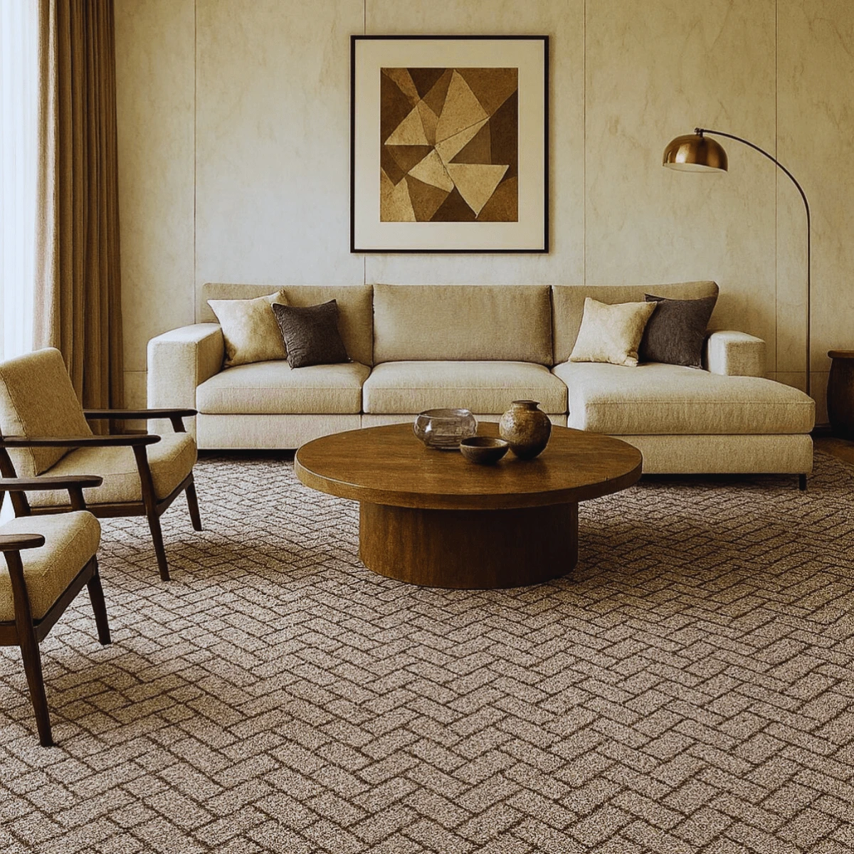 3x2 Easy Clean Soft Modern Decorative Rug - 棕色幾何 - 查看 1