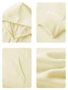 Áo nỉ dài tay in họa tiết dành cho nữ, có mũ trùm đầu và dây rút, có túi, kiểu dáng rộng rãi thoải mái, trang phục mùa đông thời trang, phù hợp cho mặc hàng ngày. - Màu mơ nhạt - Xem 3