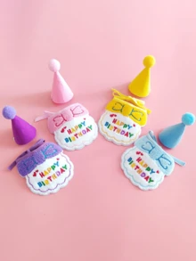 Babadores de aniversário para cães e gatos, decorações para cachecóis de pescoço para animais de estimação, conjunto de acessórios para coleiras de cães pequenos, chapéu de aniversário, fecho aleatório