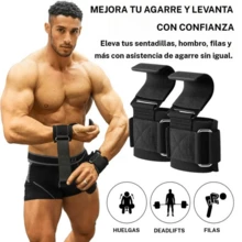 Ganchos para levantamiento de pesas, 1 par de muñequeras de 5 mm de grosor, agarraderas para levantamiento de pesas, powerlifting, estiramientos, filas, correas de levantamiento para gimnasio con ganchos para dominadas