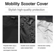 Heavy Duty Mobility Scooter Storage Cover Rain Dust UV Protector Waterproof UK - Black - View 5
