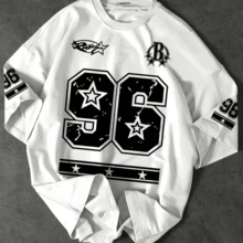 Men's Oversized T-Shirt (Overtec) Printed 69 Star 326 Gringa Teenager Basketball Streetwear Skater - 白色 - 查看 1
