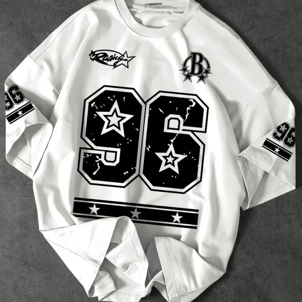 Men's Oversized T-Shirt (Overtec) Printed 69 Star 326 Gringa Teenager Basketball Streetwear Skater - 白色 - 查看 1