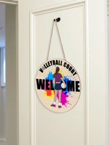 Panneau de porte en bois personnalisé sans perforation pour fille de volleyball, convenant aux jardins, buanderies et potagers. Équipé d'une corde de suspension non percée, il est livré avec des décorations personnalisées. Il convient à la décoration intérieure, à la décoration de salle de bain, à la décoration murale et peut également être utilisé comme cadeau de remise des diplômes, cadeau d'échange ou tableau décoratif à suspendre.