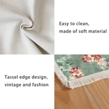 1 pieza Mantel individual con patrón floral de lino con flecos, tapete de mesa de comedor lavable, decoración del hogar, superficie de mesa, posavasos, tapete de cocina y comedor, decoración de fiesta interior y exterior, regalo ideal