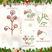 10 piezas de Pinchos con Remolinos Brillantes para Decoración Estacional, Palitos Ornamentales de Plástico con Brillo de Estilo Glamoroso para Árbol de Navidad, Decoración de Fiesta Festiva y Acentos de Habitación, Versátil para Acción de Gracias, Año Nuevo, San Valentín