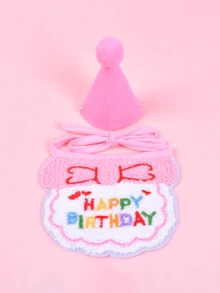 Babadores de aniversário para cães e gatos, decorações para cachecóis de pescoço para animais de estimação, conjunto de acessórios para coleiras de cães pequenos, chapéu de aniversário, fecho aleatório
