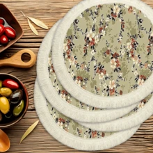 1 pieza Mantel individual con patrón floral de lino con flecos, tapete de mesa de comedor lavable, decoración del hogar, superficie de mesa, posavasos, tapete de cocina y comedor, decoración de fiesta interior y exterior, regalo ideal