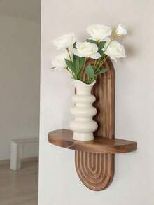 1件波西米亚风格拱形木质壁挂式置物架 - 悬浮式置物架，壁挂式储物架，适用于卧室、厨房、客厅、装饰