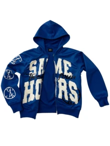 Y2K Zip Up Hoodies For Men Grunge Graphic Oversized Jacket Goth Aesthetic Vintage Hooded Sweatshirt Streetwear - 藍色 - 查看 3