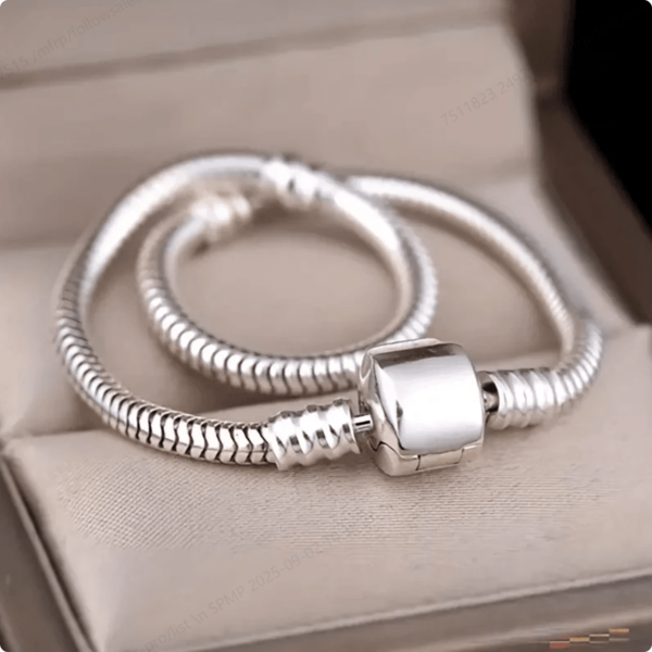 1 Pacote PandaHall Pulseira de Charme com Corrente de Cobra de Aço Inoxidável Vintage para Mulheres - Fecho de Pressão Ajustável de 7,1 Polegadas, Adequado para Contas de Estilo Europeu, Presente de Joias do Dia a Dia, Acessório Versátil | Acabamento Metálico Elegante | Acabamento Polido