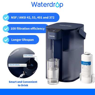 Waterdrop Electric Instant Water Filter Jug With A 3-Months Filter, 3.5L Countertop Water Filter System, Reduces Chlorine, Lead, Mercury, Reduce PFAS, PFOA/PFOS, 757 Litres (1 Filter Included:WD-EDF)