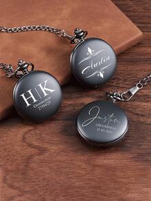 1pc Customized Engraved Pocket Watch - Double-Sided Groomsman Gift, Personalized Wedding Party Clock, Wedding Gift, Valentine's Day Gift, Halloween Gift, Christmas Gift - Multicolor - View 4