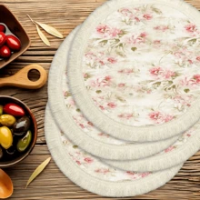 1 pieza Mantel individual con patrón floral de lino con flecos, tapete de mesa de comedor lavable, decoración del hogar, superficie de mesa, posavasos, tapete de cocina y comedor, decoración de fiesta interior y exterior, regalo ideal