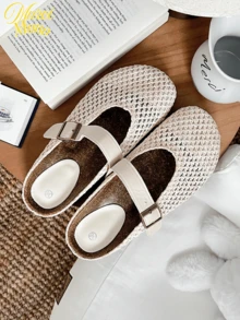 <走在传统与舒适之路> 女士一脚蹬厚底穆勒乐福鞋 春秋休闲鞋 - 杏色 - 查看 4