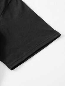 Camiseta de manga corta con estampado de lema y gráfico de LOS ANGELES para mujer - Negro - Ver 3