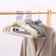 5/10/20pcs Flocked Clothes Hangers, Non-Slip Hangers, Prevent Shoulder Bulge, Space Saving Hangers For Wardrobe, Suitable For Garment Stores, Clothing, Suits, Tops, Ties, Shirts, Skirts And Pants Organization