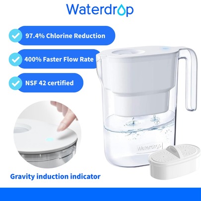Waterdrop Lucid Water Filter Pitcher With 1*90-Day Filter, 3.5L, Reduces Fluoride, Chlorine And More, NSF Certified (Replacement Filter: WD-PF-01A Plus)