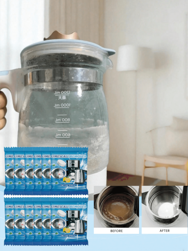 Limescale Cleaning Effervescent Tablets, Stainless Steel Pot & Kettle Descaling Cleaner Lemon Descaling Cleaning Tablets