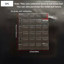 1 英镑小硬币硬币相册，硬币收藏书夹，大容量皮革封面，带金箔压花，适合收藏家，美国硬币，一分钱，一分硬币，一角硬币，五分钱硬币，四分之一美元硬币，小徽章，纪念币收纳盒 30 毫米，返校，秋季装饰，秋季装饰，圣诞节礼物，万圣节礼物 - 彩色 - 查看 20