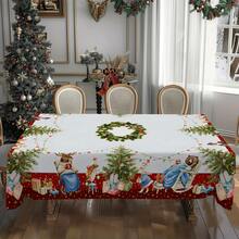 1/20pcs Rectangular Polyester Tablecloth With Christmas Ball And Gift Box Pattern, Suitable For Home Kitchen, Living Room, Dining Room, Balcony Coffee Table, Holiday Party, Outdoor Picnic Decoration, Christmas Decoration.