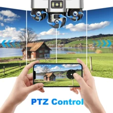 V380 1 PC Solar Camera Outdoor Wireless Three Lens PTZ Security Cameras Wireless 4G/WiFi Solar Powered And Built-In Battery CCTV Camera For Home Cameras Security Surveillance Night Vision Two Way Audio Motion Tracking PTZ Camera IP Camera