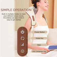 Rechargeable Neck Massager Electric Wireless Neck Shoulder Massage Machine Shiatsu Neck And Shoulder Massager With Heat - 米色 - 查看 3