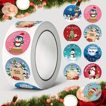 500 piezas/Rollo Pegatinas decorativas de regalo de vacaciones, rollos de pegatinas navideñas para regalos de fiesta, decoraciones navideñas DIY, pegatinas decorativas para sellar bolsas de hornear pasteles. Pegatinas para ambiente navideño