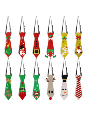 1条节日圣诞领带 - 男女通用毛毡节日领带，适合派对装扮、拍照亭、婚礼、新年、生日和新娘送礼会、圣诞派对用品、圣诞装饰、圣诞服装 [款式随机发送]