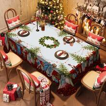 1/20pcs Rectangular Polyester Tablecloth With Christmas Ball And Gift Box Pattern, Suitable For Home Kitchen, Living Room, Dining Room, Balcony Coffee Table, Holiday Party, Outdoor Picnic Decoration, Christmas Decoration.
