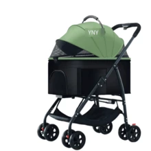 Cochecito para mascotas separable de alta gama con separación de bolsas multifuncional, ultraligero y fácil de transportar con recogida con un solo clic, cochecito para gatos y perros. - Verde militar - Ver 8