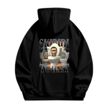 Skibidi Toilets Sigma Ohio Gyatt Funny Meme Hoody Sweatshirt Men's Women Hip Hop Graphic SporHoodie Sweatshirt Casual Oversized Streetwear - 黑色 - 查看 1