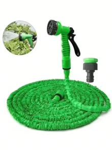 1pc 3X Expandable High Pressure Garden Hose With Water Gun, Multi-Size (Green)