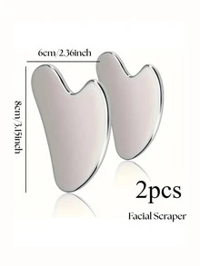 1/2 件面部护理不锈钢心形刮痧工具，适用于身体、眼部和颈部按摩器，便携式肌肉放松按摩板，光滑坚固的金属刮痧工具，心形物品（银色），美容，护肤产品，水疗，自我护理，护肤工具，面部护理，美容师用品，按摩，面部按摩工具，面部滚轮 - 銀色 - 查看 9