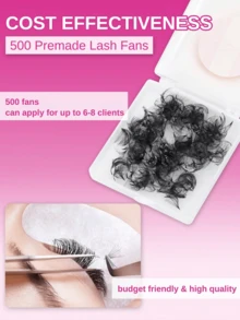Độ cong: D 14D/16D/20D/30D/40D Mi giả Pramde màu đen 0.03mm, làm thủ công, dạng chùm rời, 500 chùm - D - Xem 4