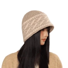 1 件 2025 新款冬季针织帽女士男士羊毛面料格子几何图案骷髅帽 Ins 奢侈品牌 Y2k 帽子厚重保暖渔夫帽软呢帽休闲帽 - 菱形 - 查看 22