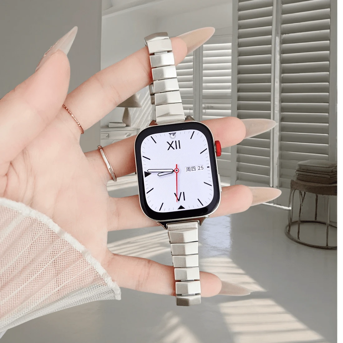 Rhombus Shape Asymmetrical Style Band, Suitable For 38mm/40mm/41mm/42mm/44mm/45mm/46mm/49mm Watch Bands, Compatible With Apple Watch Series 10/9/8/7/3/2/1/SE Series High-End Metal Texture Watch Bands (Watch Not Included)
