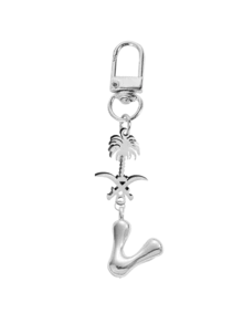 Ciondolo a forma di lettera in caratteri a bolle, ciondolo portafortuna in cristallo, portachiavi in acciaio inossidabile con pendente a forma di palma e teschio incrociato, lettere dell'alfabeto da A a Z, ciondolo per borse e zaini in lega lucida - regalo perfetto per compleanni e occasioni speciali, portachiavi, ciondolo per borse, zaini e auto, accessori per portafogli e borse da donna e ragazze.