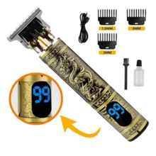 Máquina de Corte Barbeador Depilador Intimo Acabamento Profissional Com VisorLed Chip Inteligente Anti-Pinch  Alta Autonomia Motor silencioso Lâmina T, - Dourado - Visão 3