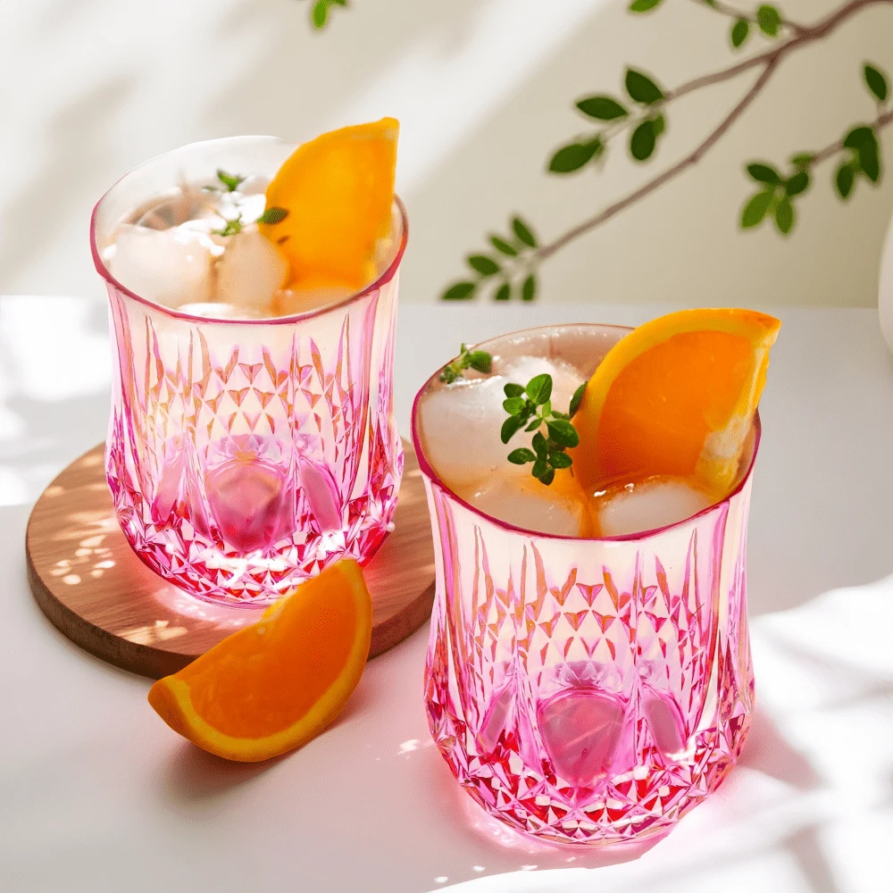 3 piezas de vasos de vino sin tallo irrompibles de color rosa, vasos reutilizables de color rosa vintage para whisky, cerveza, jugo, bebidas, cócteles