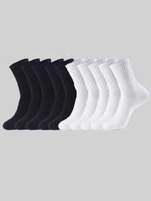 5pcs/10pcs/20pcs Couple Sports & Casual Crew Socks, Suitable For Daily Wear, Indoor & Outdoor, Fall