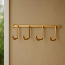 Broom And Squeegee Holder Kit With 3 Units Wall Mount With Hooks Ideal For Kitchen Bathroom And Racks - Vàng - Xem 1
