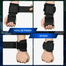 Ganchos para levantamiento de pesas, 1 par de muñequeras de 5 mm de grosor, agarraderas para levantamiento de pesas, powerlifting, estiramientos, filas, correas de levantamiento para gimnasio con ganchos para dominadas