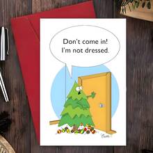 1pc Funny Christmas Greeting Card With Undressed Tree Shaped Merry Christmas Holiday Don't Come In For Friends - Multicolor - View 1