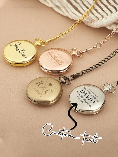 1 pieza Reloj de bolsillo personalizado con grabado, Reloj de bolsillo personalizado, Regalo para el Día del Padre, Regalo para el padrino, Regalo para el padrino y dama de honor, Regalo para el padre del novio, Regalo de boda, Regalo del Día de San Valentín, Regalo de Halloween, Regalo de Navidad