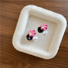 2个甜美山茶花和仿珍珠装饰公主发夹，适合半扎发，日常佩戴优雅情人节发夹，爪夹发卡，发夹，发卡，学习用品，珍珠发饰