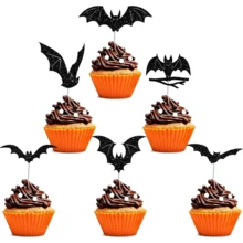 24 Pcs Halloween Cupcake Toppers, Halloween Bat Cake Decorations, Halloween Cupcake Decorations, Black Glitter Bat, Halloween Cupcake Picks For Halloween Theme Party, Bat Birthday For Halloween,Christmas Event & Party Supplies